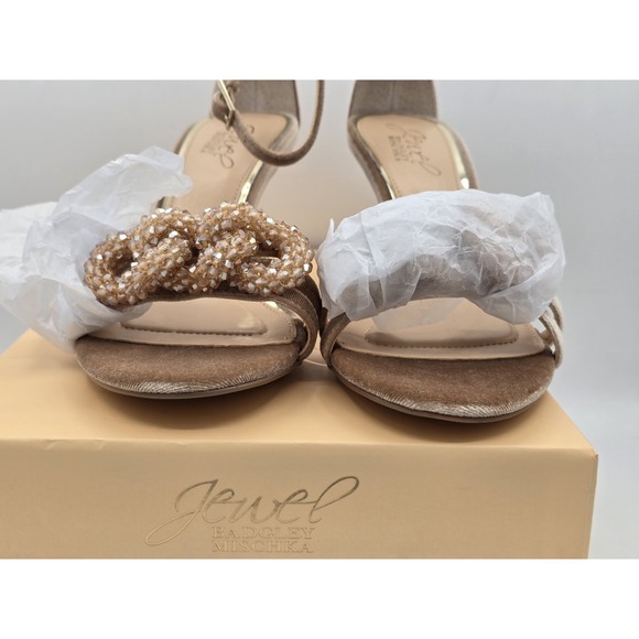 NIB Jewel Badgley Mischka Womens Tailani Open-toe Stiletto Heels - Sand - Size 6 - Picture 2 of 12
